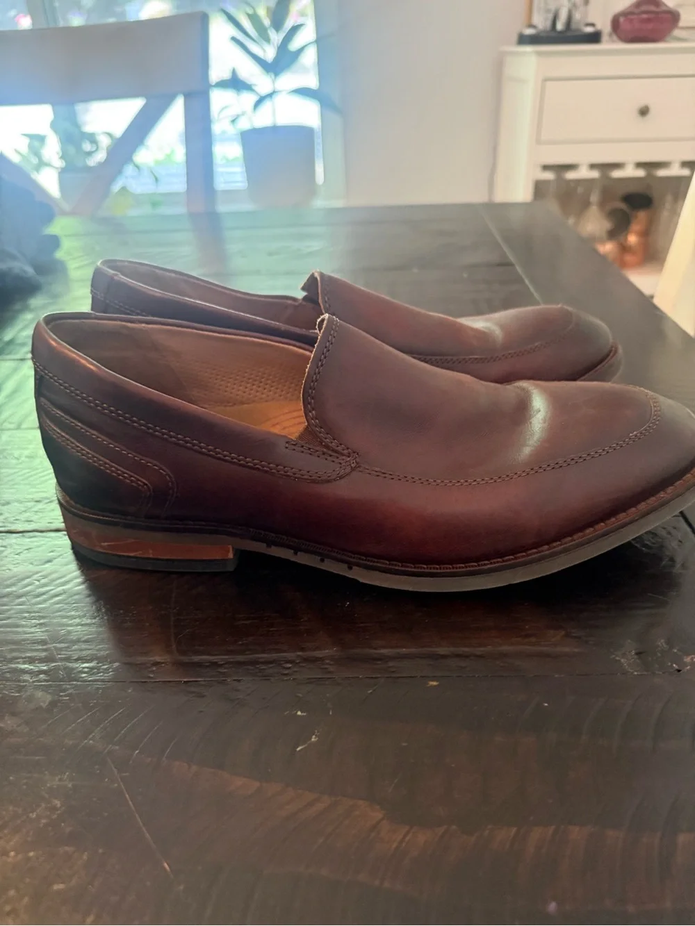 Clarks Brown Leather Slip-On Loafers